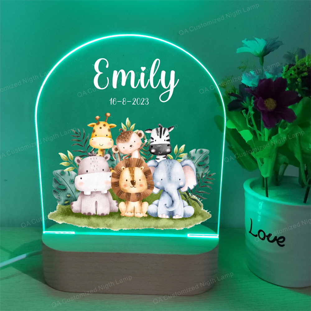 Personalized Night Light Customized Names Acrylic Lamp with Cartoon Pattern Birthday Christmas Gift