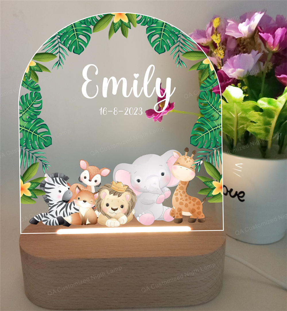 Personalized Night Light Customized Names Acrylic Lamp with Cartoon Pattern Birthday Christmas Gift