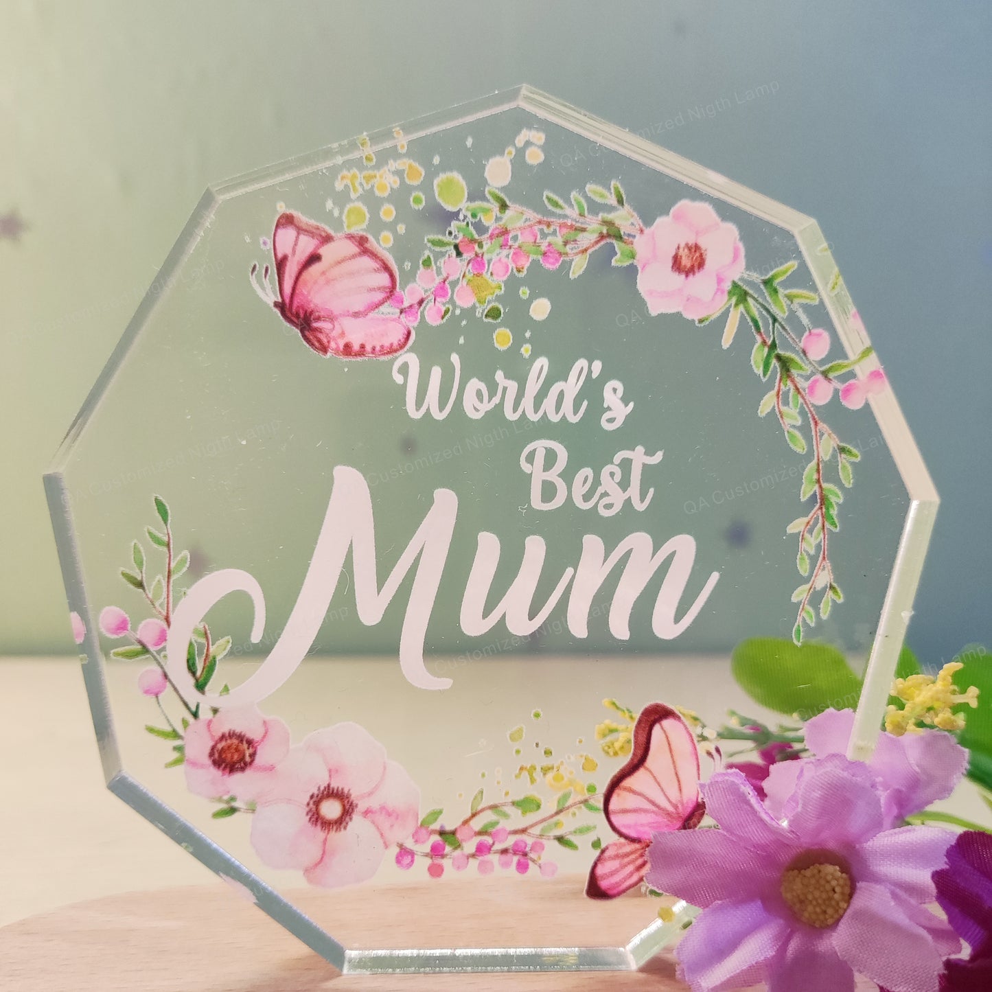 Customized Doll with Flower Design Gift For Mum Personalized Acrylic Plaque