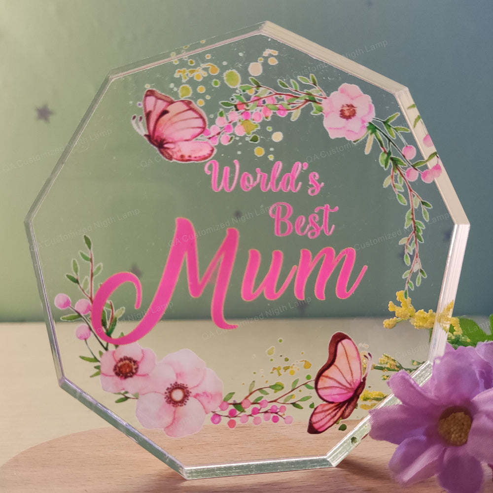 Customized Doll with Flower Design Gift For Mum Personalized Acrylic Plaque