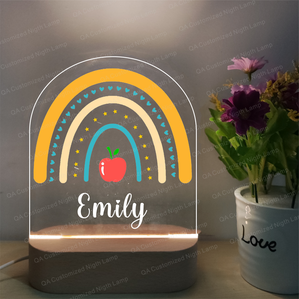 Personalised LED Nursery Lamp, Kids Night Light Gift, Rainbow Light, Baby Girl Light, Birthday Gifts for Kids, Kids Bedroom Nursery Light