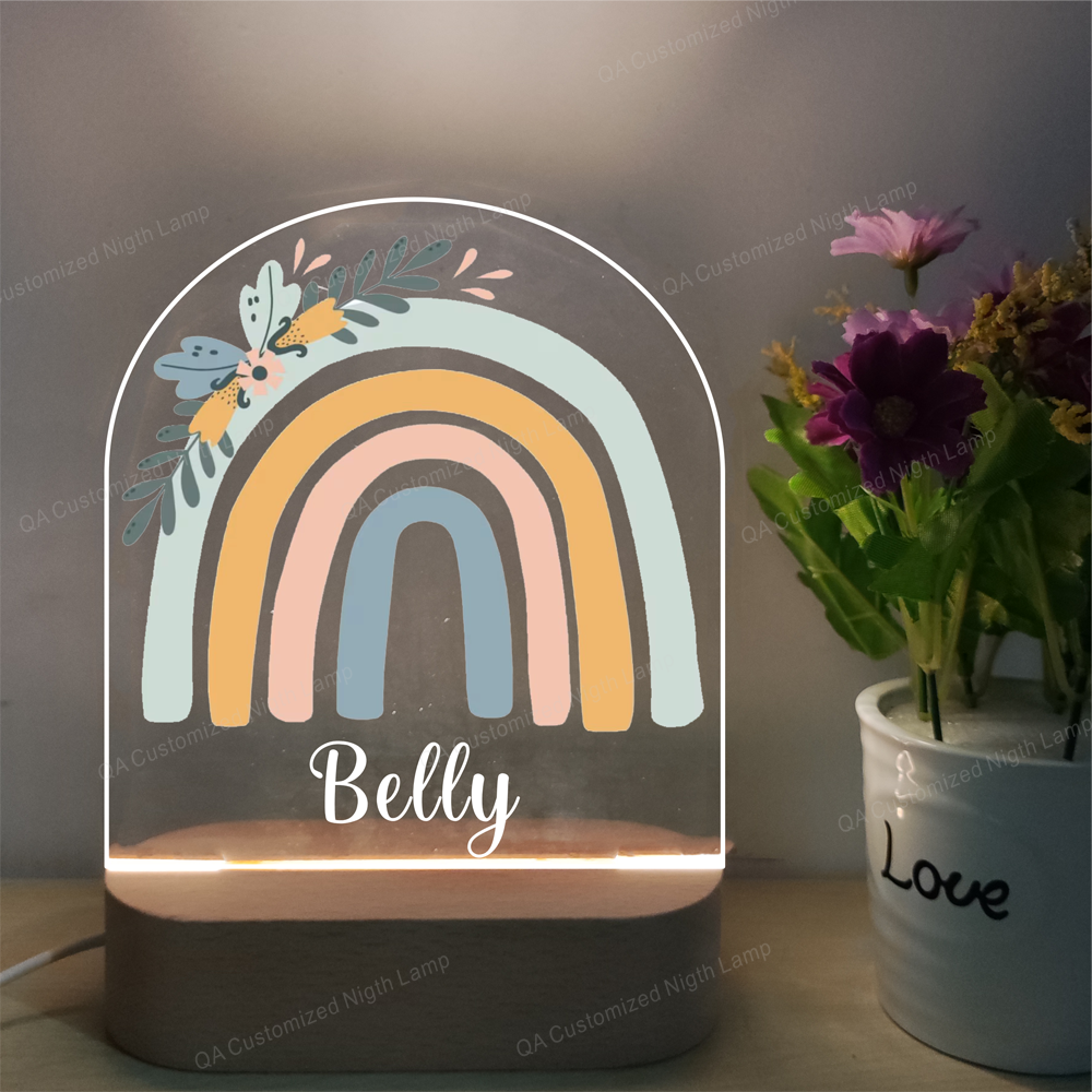 Personalised LED Nursery Lamp, Kids Night Light Gift, Rainbow Light, Baby Girl Light, Birthday Gifts for Kids, Kids Bedroom Nursery Light