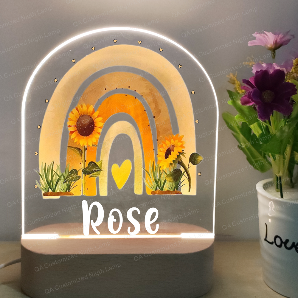 Personalised LED Nursery Lamp, Kids Night Light Gift, Rainbow Light, Baby Girl Light, Birthday Gifts for Kids, Kids Bedroom Nursery Light