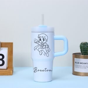14 oz Stainless Steel Kids' Sublimation Tumbler Double-Walled withHandle Straw and Custom Name Design Kids