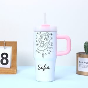 Custom Name 14oz Insulated Tumbler with Handle Personalized Coffee Travel Mug Custom Design Stainless Steel Cup