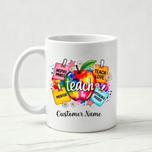 Personalized Teacher Floral Coffee Mug, Teacher Appreciation Gift Mug Cup 11oz