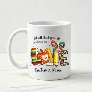 Personalized Teacher Floral Coffee Mug, Teacher Appreciation Gift Mug Cup 11oz