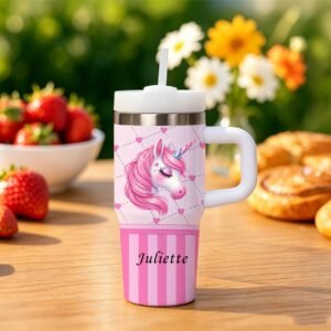 kids travel tumbler flask with handle and straw-personalised mini cup-quencher cup-14oz