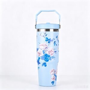30oz Flower Design Stainless Steel Vacuum Insulated Car Mug Large Capacity Portable Cold Heat Gift Double Walled 304 Tumbler