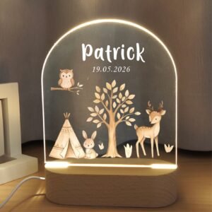Forest Animals Tree Night Light for Children Night Light Personalized Baby Gift Birthday Lamp Gift Present